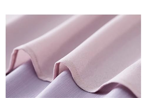 Blusa de trabajo de gasa con cuello de lazo para mujer, manga larga, color liso, Morado (, S